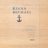 Blue Wave Anker Bruiloft Marine ID836 Acryl Uitnodigingen (Voorkant)