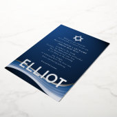 Blue Wave Bar Mitzvah Folie Invitation Folie Uitnodiging (Gedraaid)