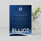 Blue Wave Bar Mitzvah Folie Invitation Folie Uitnodiging (Staand Voorkant)