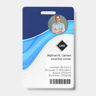 Blue Wave   Bedrijfsfotokaarten Beveiliging Badge