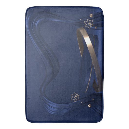 Blue Wave Bloemen Badmat (Voorkant Verticaal)