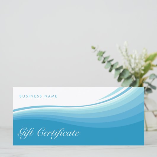 Blue Wave Cadeau Kaart Certificaat (Staand voorkant)