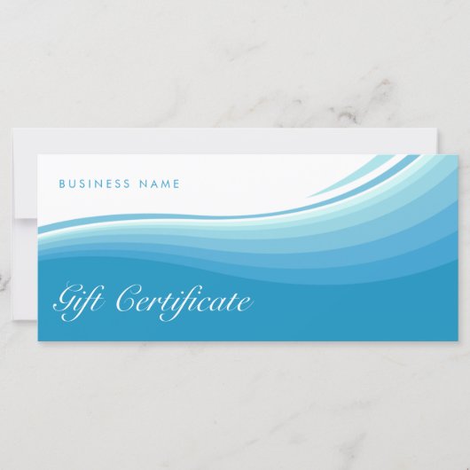 Blue Wave Cadeau Kaart Certificaat (Voorkant)