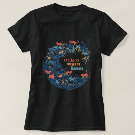 Blue Wave Cat voor Kamala T-Shirt (Design voorkant)