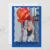 Blue Wave Curve Modern Script 30e verjaardagsfeest Kaart (Achterkant)