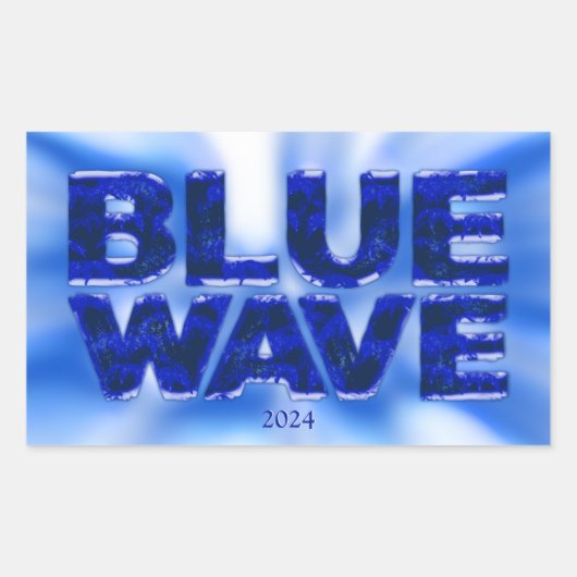 Blue Wave Democractic Rechthoekige Sticker (Voorkant)