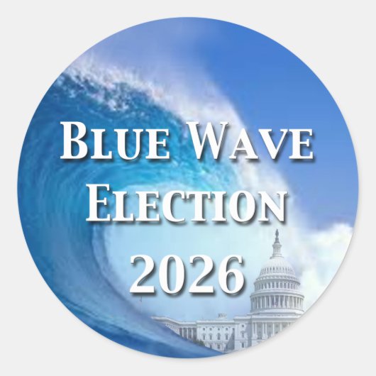 Blue Wave Election 2026 Ronde Sticker (Voorkant)