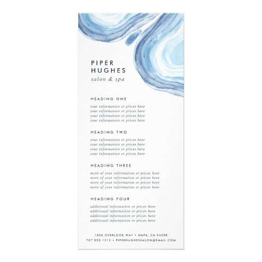 Blue Wave Geode | Diensten of prijslijst Reclamekaart (Voorkant)