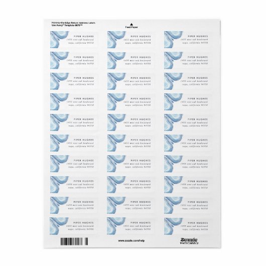 Blue Wave Geode Return Address Label (Full Sheet)