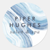 Blue Wave Geode Ronde Sticker (Voorkant)