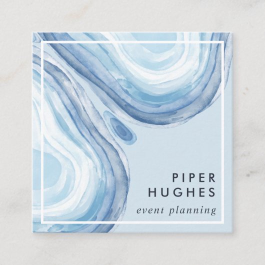 Blue Wave Geode Vierkante Visitekaartje (Voorkant)