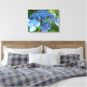 Blue Wave Lacecap Hortensia Canvas Afdruk (Insitu (Slaapkamer))