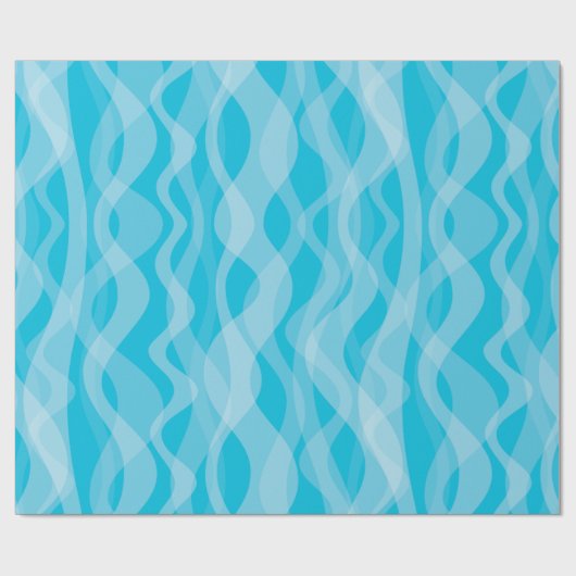 Blue Wave MCM Mid Century Abstract Modern Cadeaupapier (Vlak)