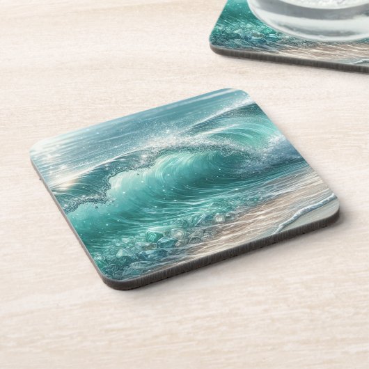 Blue Wave met Sparkles Bier Onderzetter (Linkerzijde)