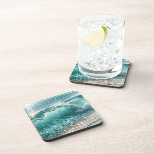 Blue Wave met Sparkles Bier Onderzetter (Rechterzijde)