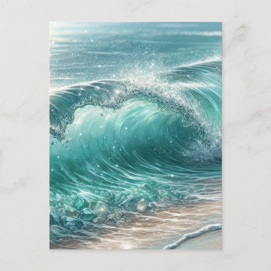  Blue Wave met Sparkles Briefkaart (Voorkant)