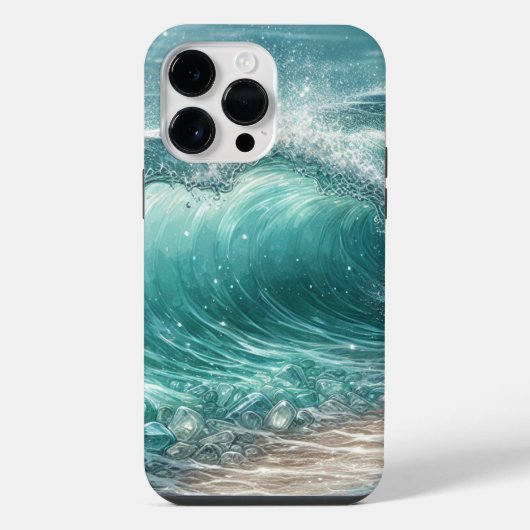  Blue Wave met Sparkles iPhone Hoesje (Achterkant)