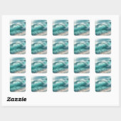  Blue Wave met Sparkles Vierkante Sticker (Vel)