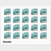 Blue Wave met Sparkles Vierkante Sticker (Vel)