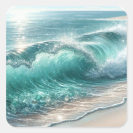  Blue Wave met Sparkles Vierkante Sticker