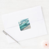 Blue Wave met Sparkles Vierkante Sticker (Envelop)