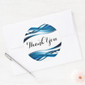 Blue Wave Modern Abstract dank u Ronde Sticker (Envelop)