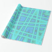 Blue Wave Modern Geometric Abstract Patroon Cadeaupapier (Uitgerold)