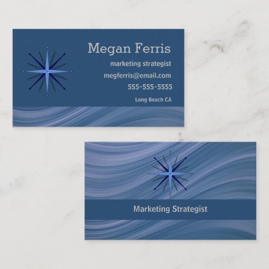 Blue Wave Modern Visitekaartje (Voorkant / Achterkant)