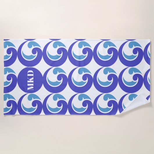 Blue Wave Monogram Strandlaken (Voorkant)