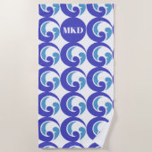 Blue Wave Monogram Strandlaken (Voorkant)
