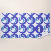 Blue Wave Monogram Strandlaken (Voorkant)