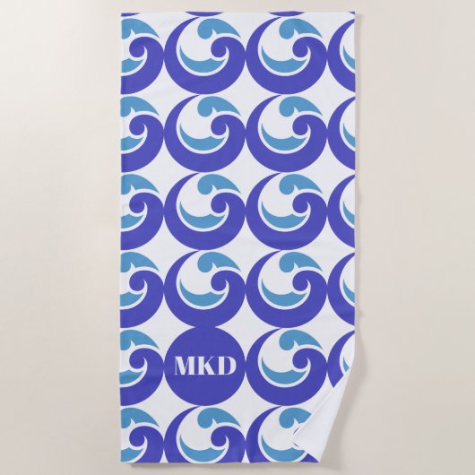 Blue Wave Monogram Strandlaken (Voorkant)