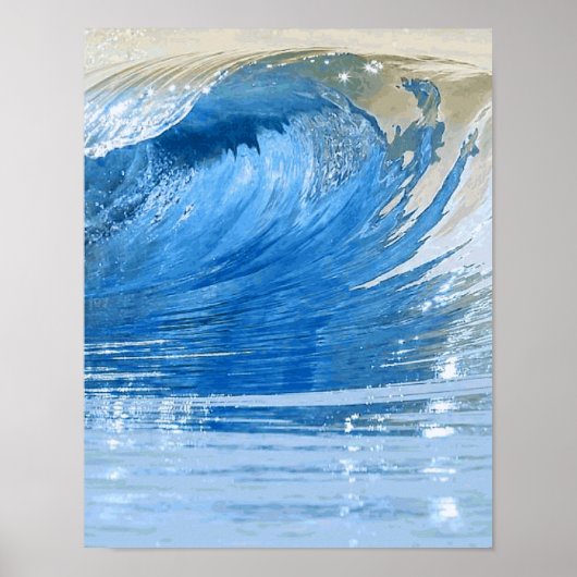 Blue Wave Natuur Digital Art Poster (Voorkant)