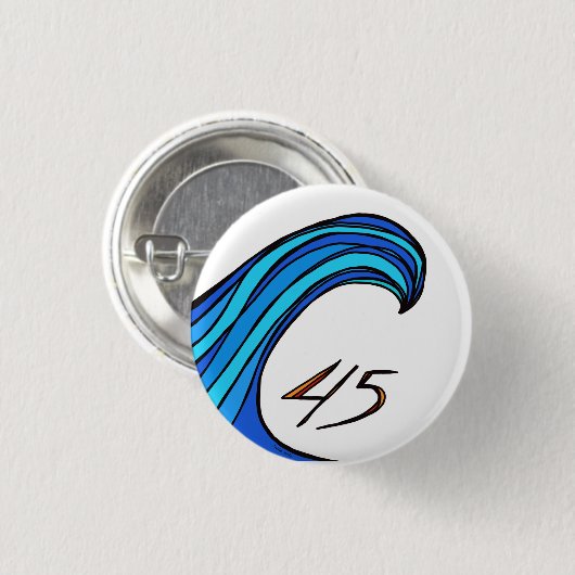 Blue Wave Over 45 Round Button (Voorkant /achterkant)