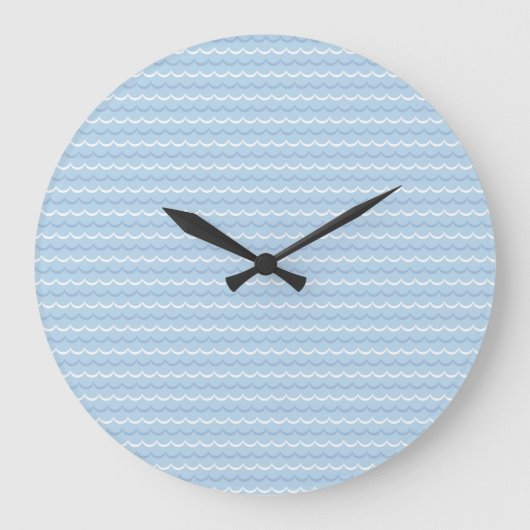 Blue Wave Pattern Wall clock Grote Klok (Voorkant)