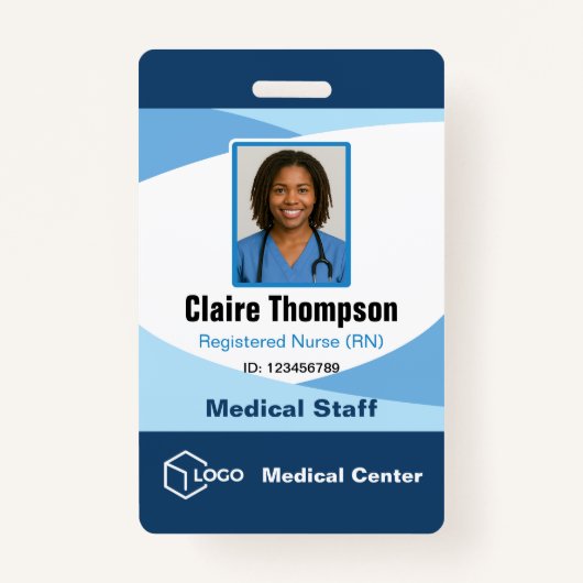 Blue Wave Professional Medical Staff ID Badge (Voorkant)