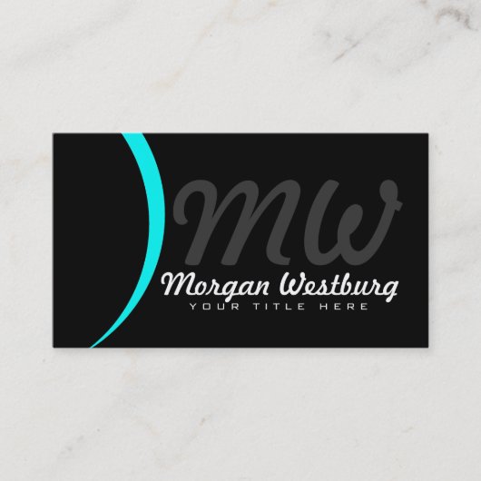 Blue Wave Professional Monogram Visitekaartjes (Voorkant)