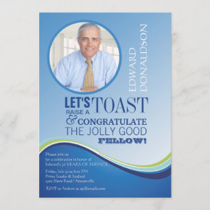 Blue Wave Retirement Photo Invitation Kaart