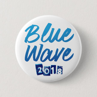 Blue Wave Script-Button Ronde Button 5,7 Cm