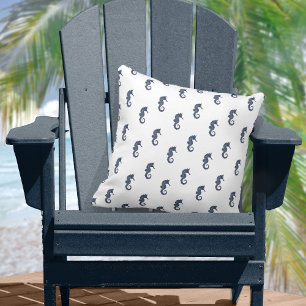 Blue Wave Seahorse Navy/Wht ID836 Kussen