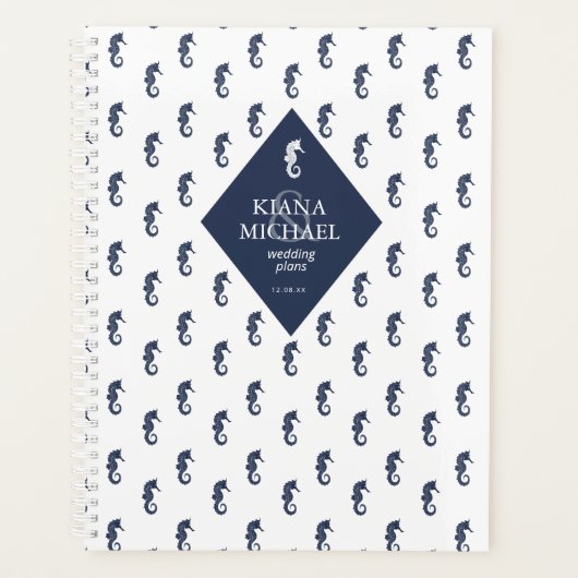 Blue Wave Seahorse Pattern Wedding ID836 Planner (Voorkant)