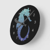 Blue Wave Seahorse Ronde Klok (Hoek)