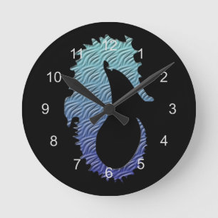 Blue Wave Seahorse Ronde Klok