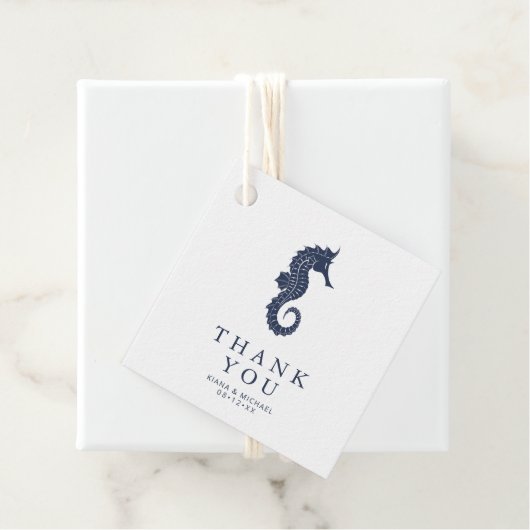 Blue Wave Seahorse Wedding Bedankt ID836 Bedankjes Labels (In situ)
