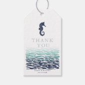 Blue Wave Seahorse Wedding Bedankt V2 ID836 Cadeaulabel (Voorkant)