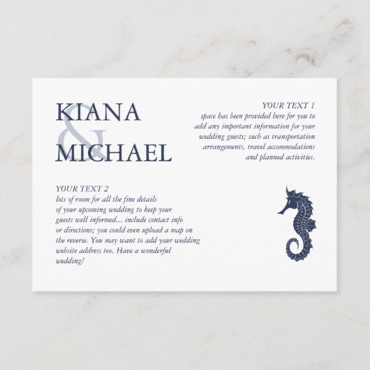 Blue Wave Seahorse Wedding Details ID836 Informatiekaartje (Voorkant)