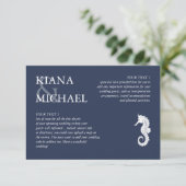 Blue Wave Seahorse Wedding Details V2 ID836 Informatiekaartje (Staand voorkant)