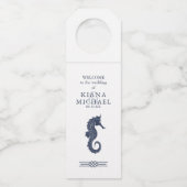 Blue Wave Seahorse Wedding ID836 Bottle Hanger Lab (Voorkant)