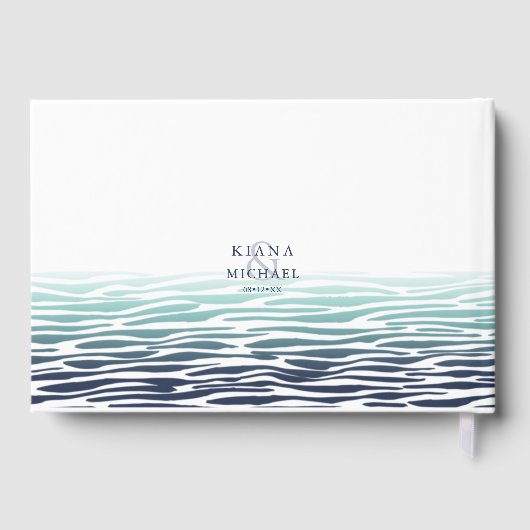 Blue Wave Seahorse Wedding ID836 Gastenboek (Achterkant)