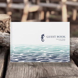 Blue Wave Seahorse Wedding ID836 Gastenboek